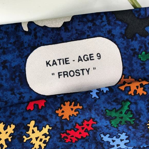 Save The Children Blue White Snowman Frosty Snow Holiday Novelty Silk Neck Tie - Picture 4 of 6